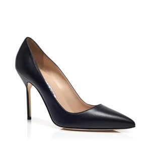 Manolo Blahnik BB90 Black Kid Leather Pointed Toe Pumps